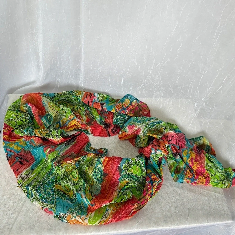 3/$20 💥 Colorful Lightweight Scarf Wrap Shawl Abstract Paisley Micro‎ Pleated